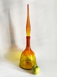 Blenko Glass 6122-M Amberina Decanter with Flame Stopper--Wayne Husted Design