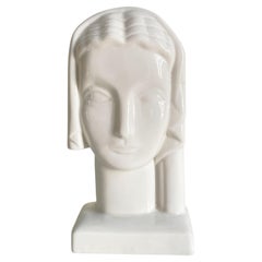 Busto femminile in porcellana bianca in stile Art Déco di Géza de Végh per Lamberton Scammell, 1935 circa
