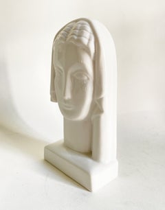 Busto femminile in porcellana bianca in stile Art Déco di Géza de Végh per Lamberton Scammell, 1935 circa