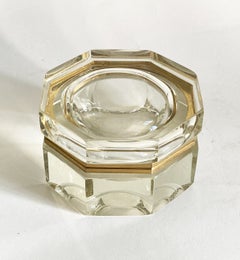 Boîte vintage octogonale italienne en verre à charnières, avec montures dorées