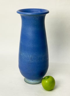 Große, blau glasierte Keramikvase von Gunnar Nylund für Rörstrand, Schweden