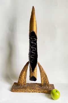 John Rood 28.5" Signed Brutalist-Style Abstract Bronze Sculpture, c. 1960