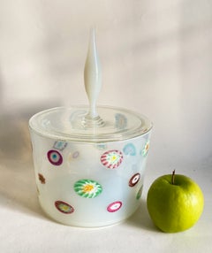 Italian Opalescent White Glass Murrine Large Jar--Ermanno Toso for Fratelli Toso
