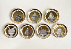 Set of Seven Piero Fornasetti “Pranzo alle Otto” Food Coasters with Original Box