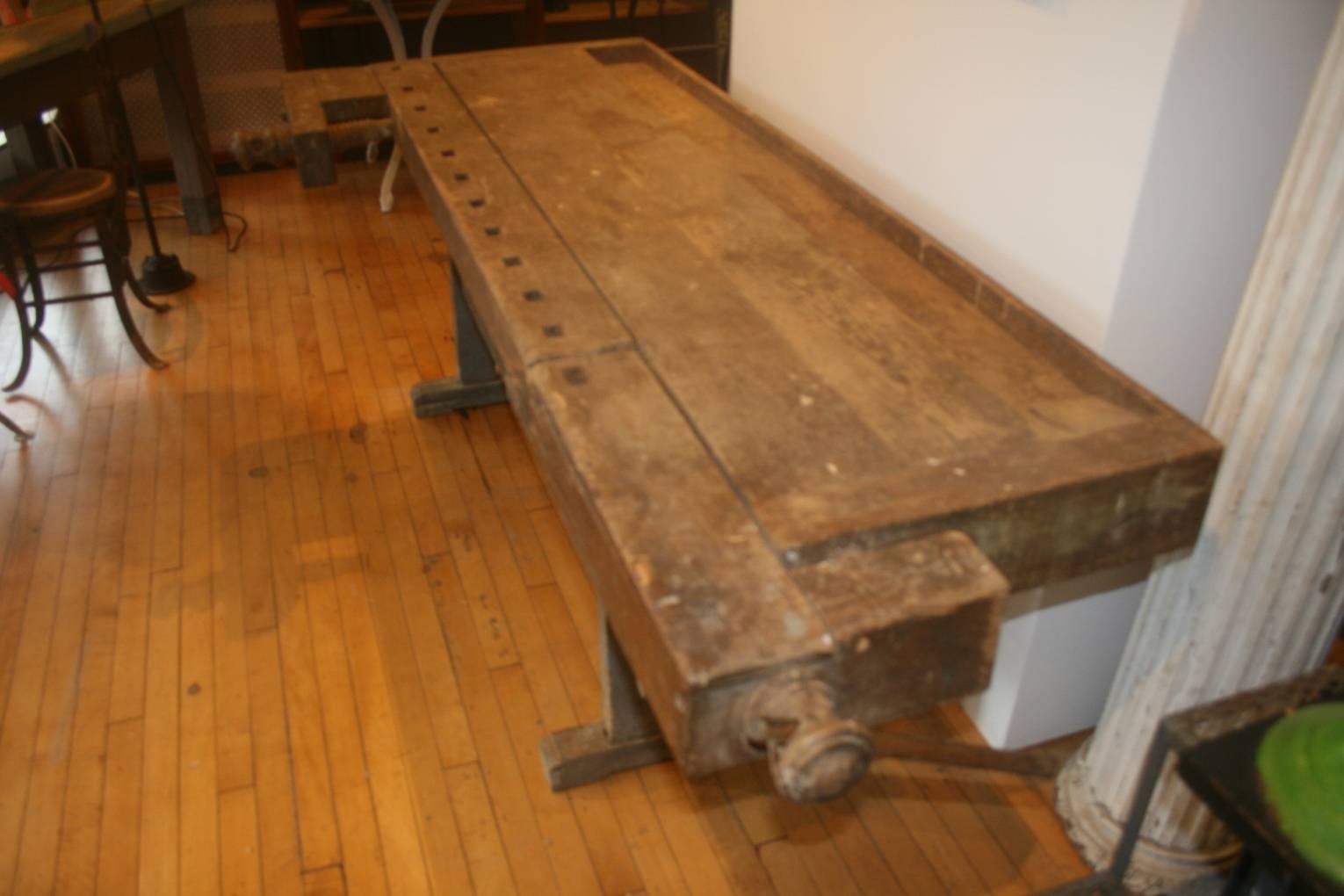 American 18th Century Carpenter's Industrial Workbench For Sale