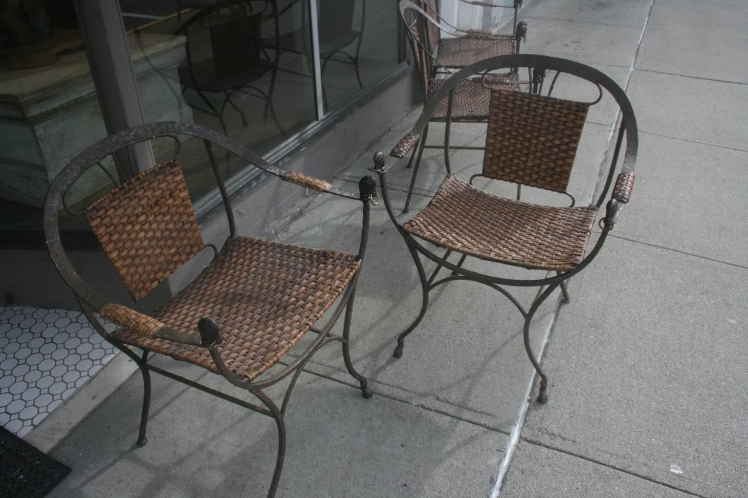 Hand Wrought Iron Mid-Century Modern Dining Chairs For Sale 1