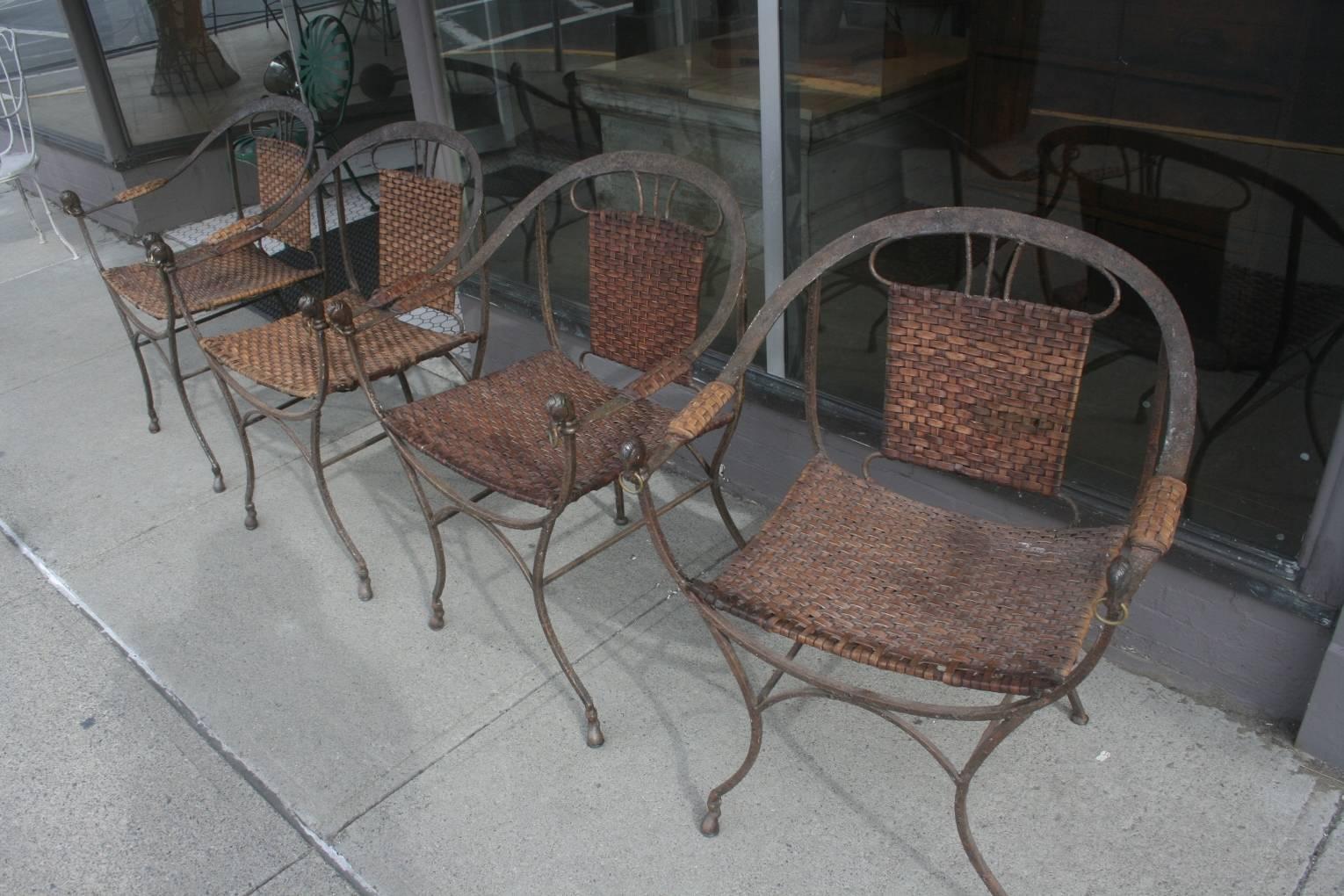 Hand Wrought Iron Mid-Century Modern Dining Chairs For Sale 3