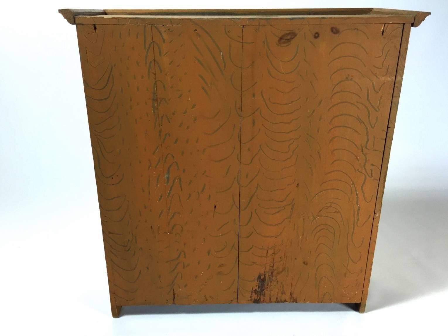 American Small Faux Painted Wood Painted Cabinet For Sale