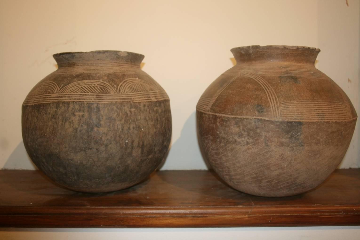 Ivorian Pair African Baule Terra Cotta Pots