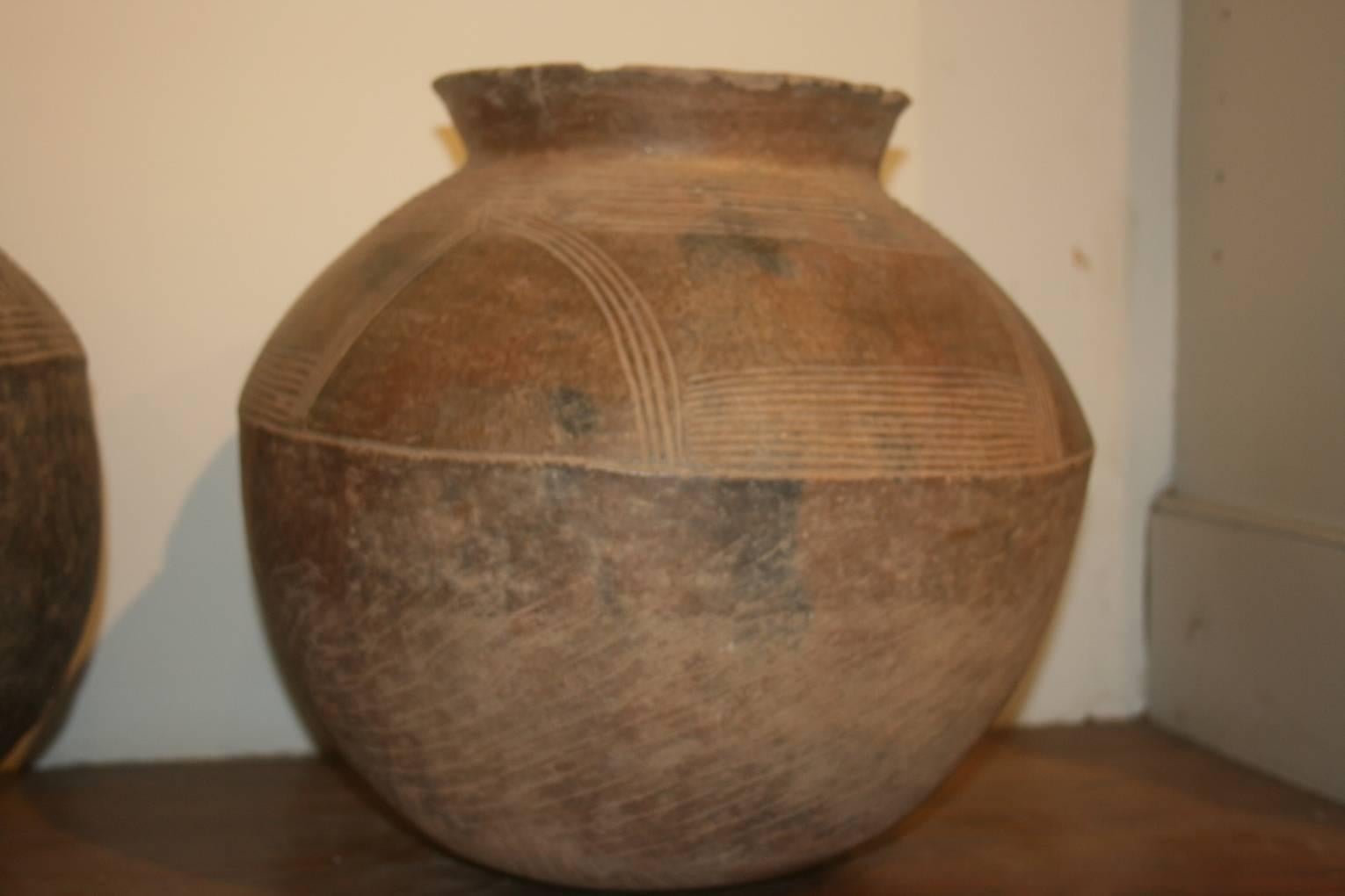 Late 20th Century Pair African Baule Terra Cotta Pots