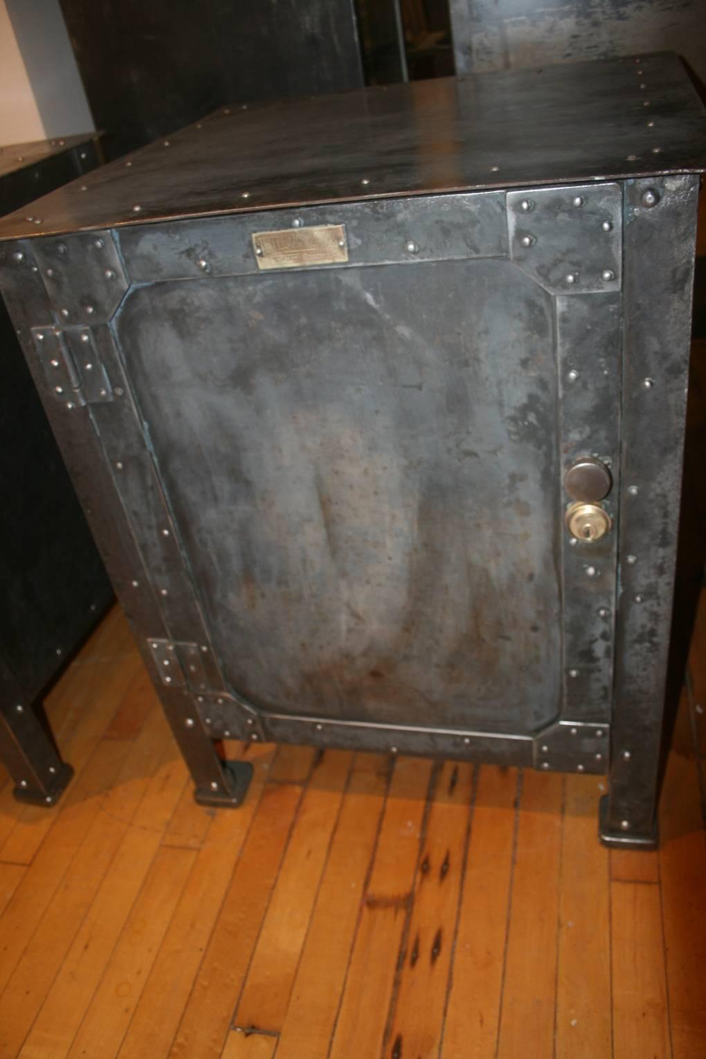 Heavy Steel Industrial Cabinets, circa 1900 In Excellent Condition In North Beninngton, VT