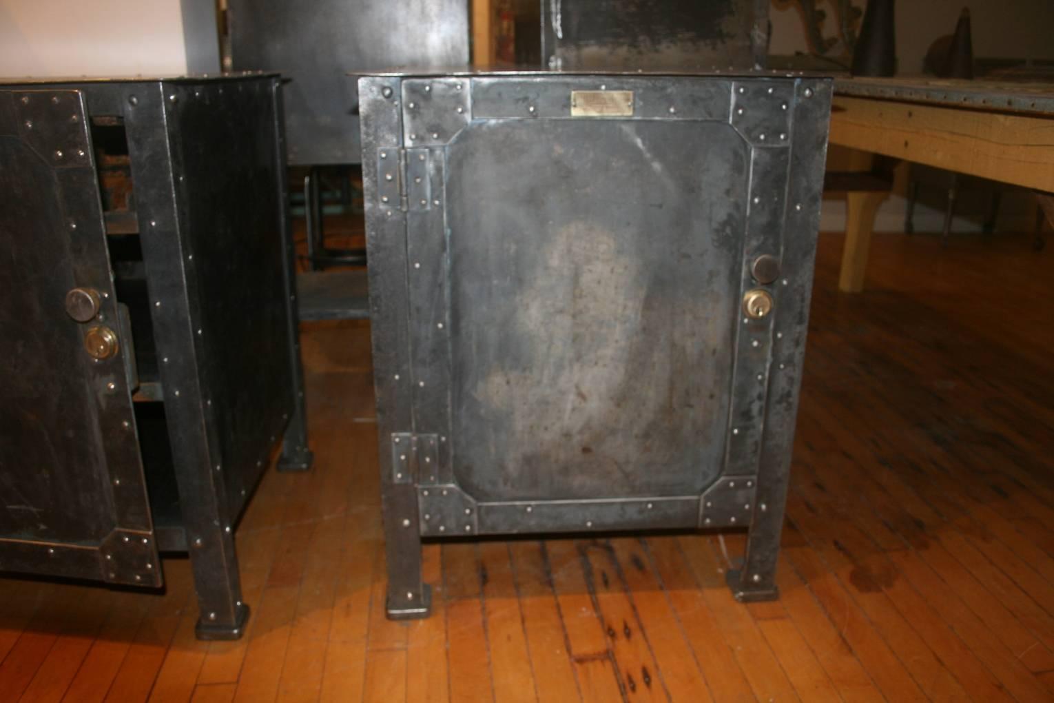 Early 20th Century Heavy Steel Industrial Cabinets, circa 1900