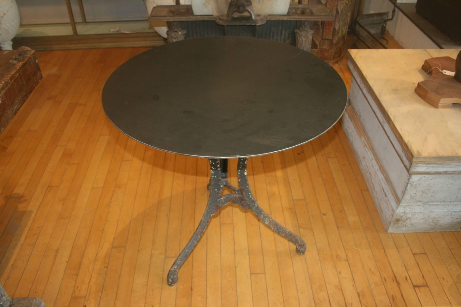 Steel Top Bistro or Garden Table In Excellent Condition For Sale In North Beninngton, VT