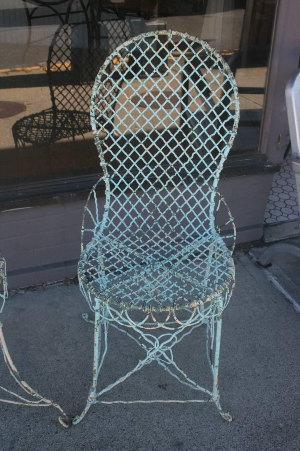 Aesthetic Movement Pair of Victorian Garden Wire Chairs