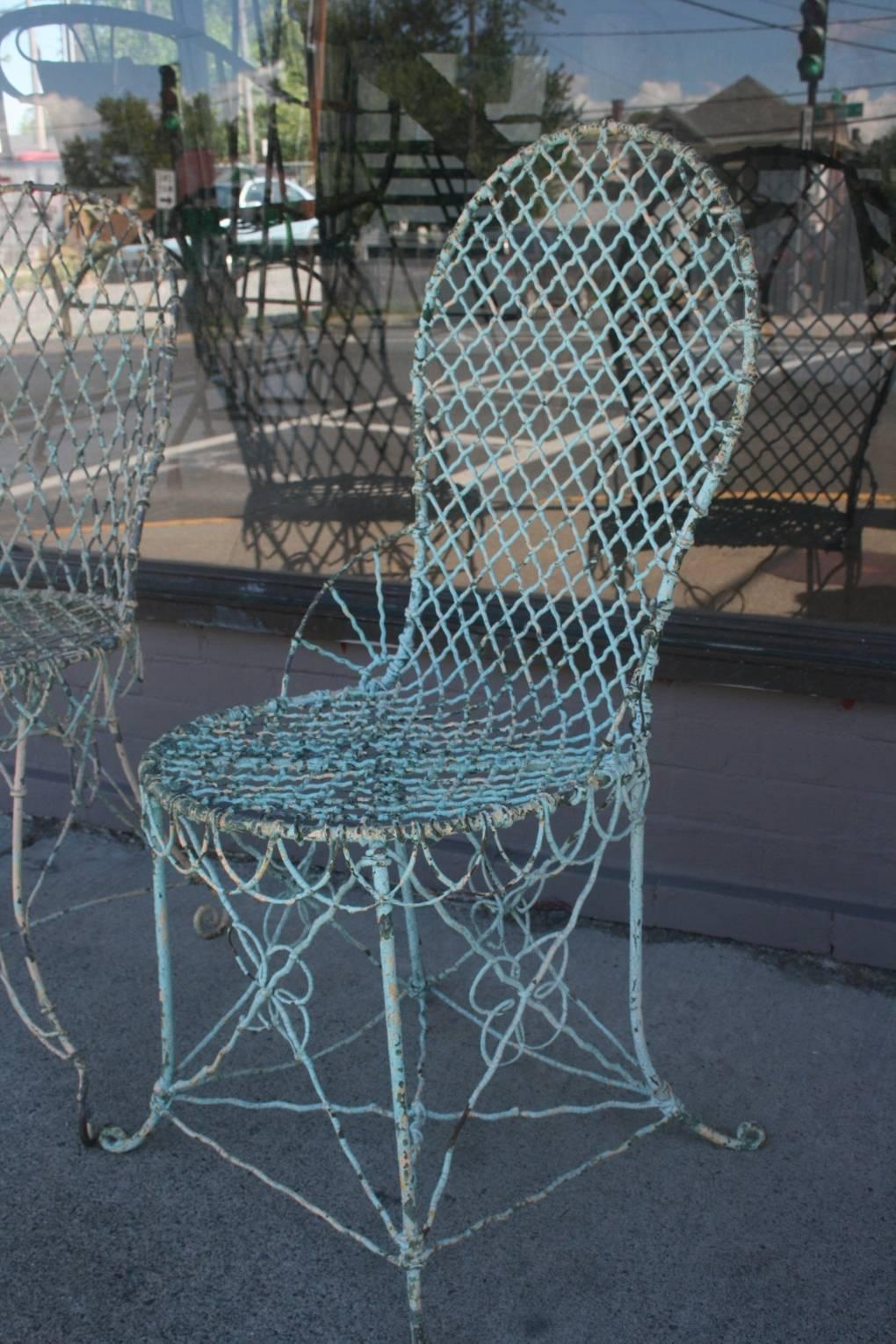 French Pair of Victorian Garden Wire Chairs
