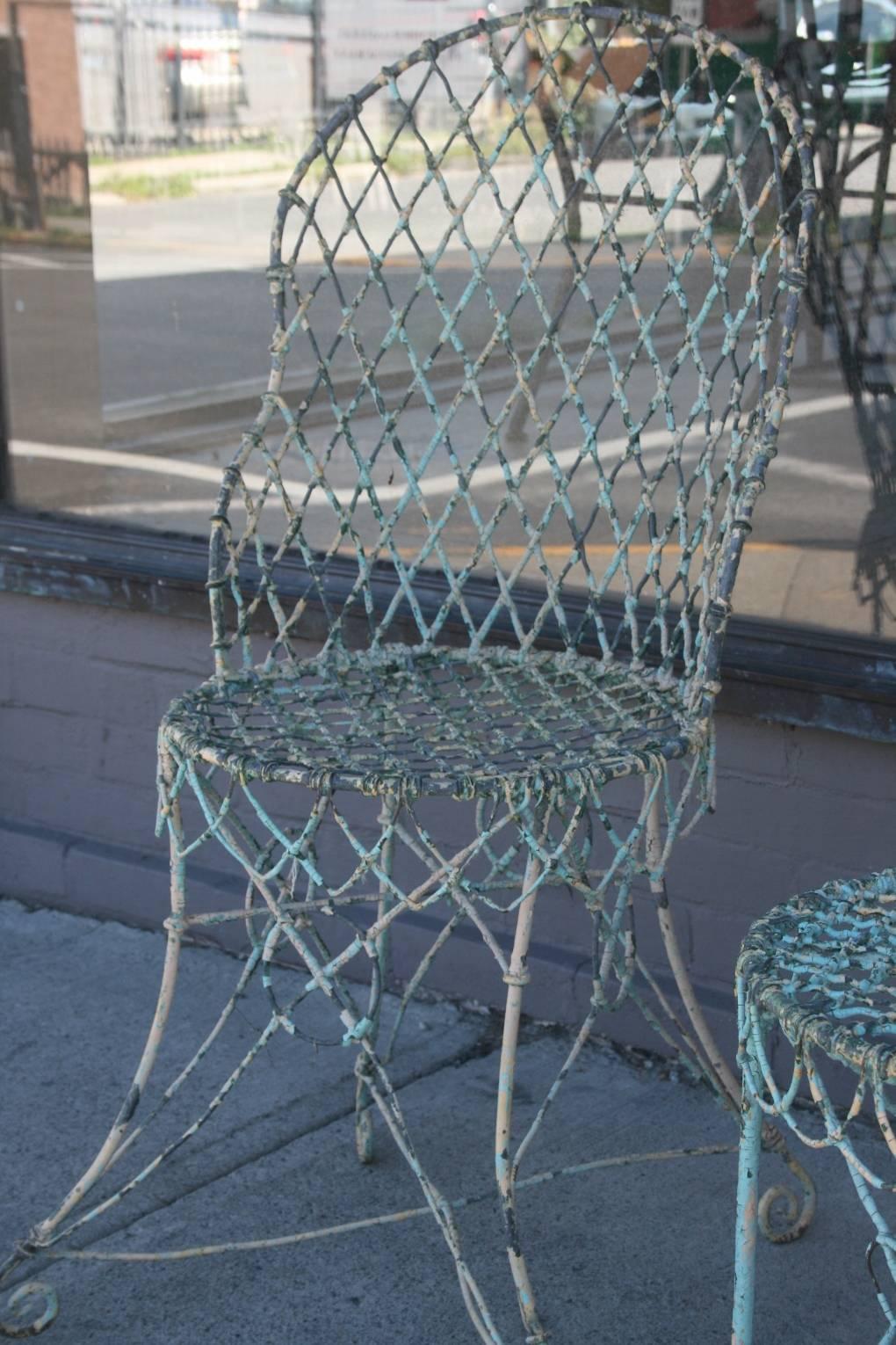 Pair of Victorian Garden Wire Chairs In Excellent Condition In North Beninngton, VT