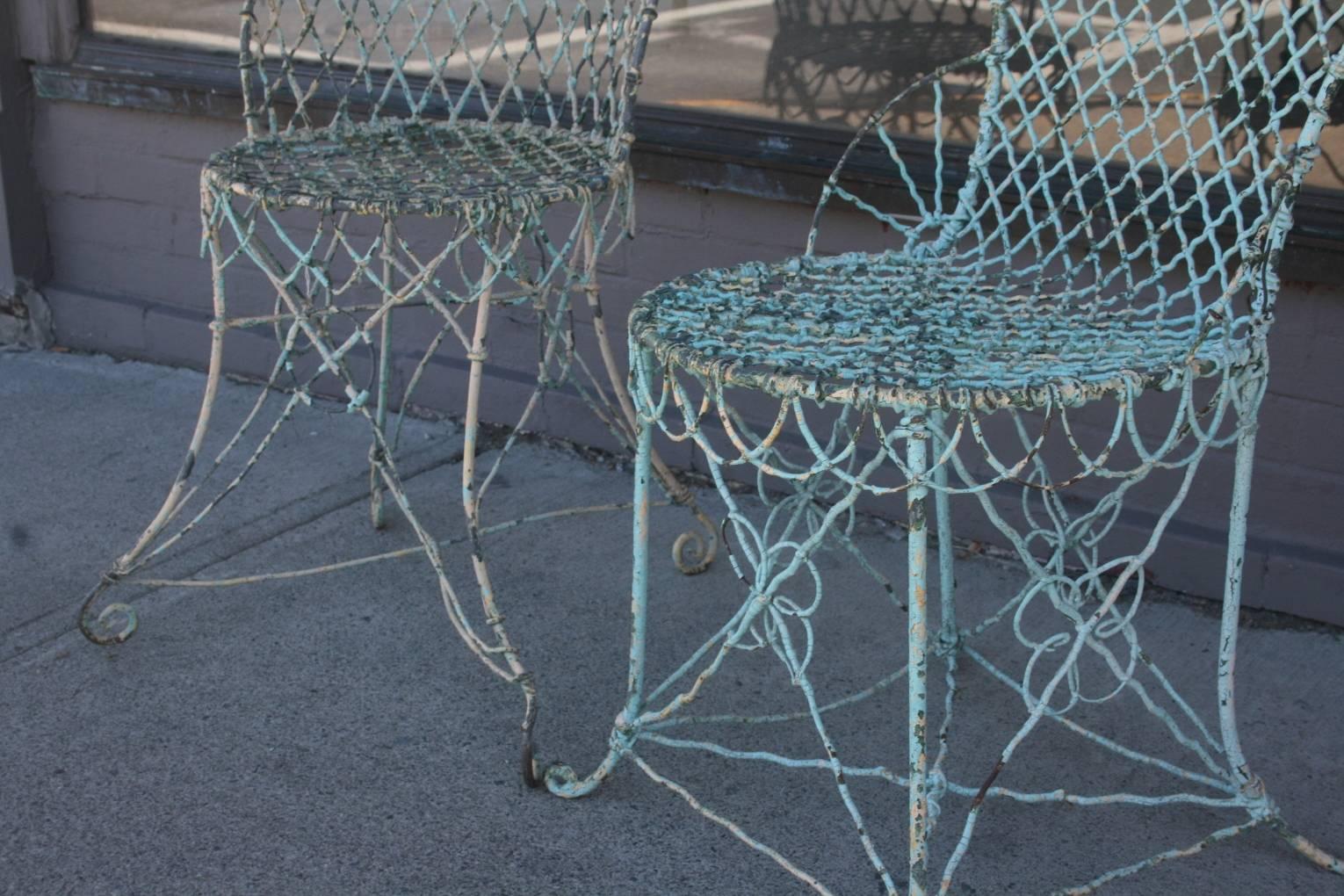 Late 19th Century Pair of Victorian Garden Wire Chairs