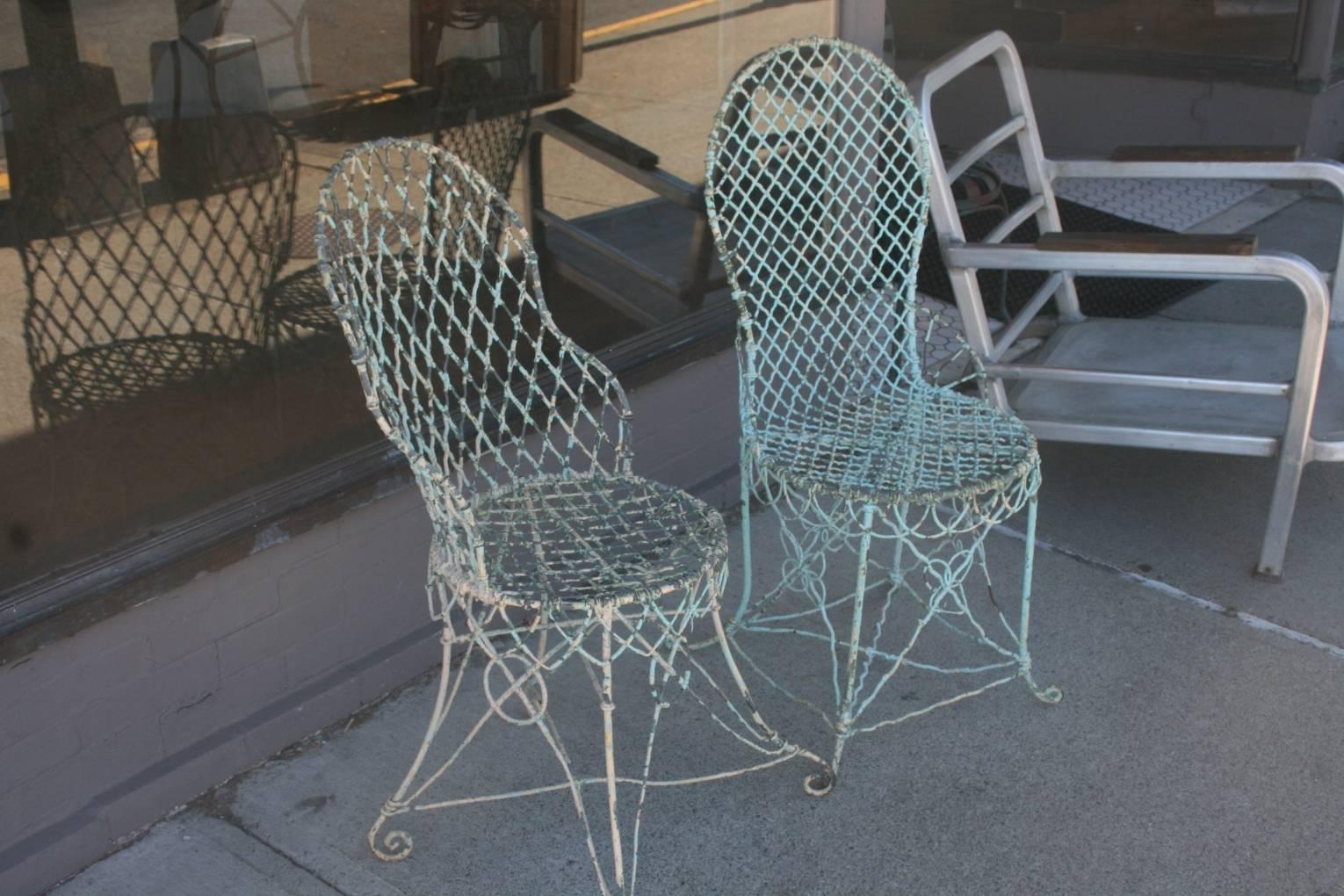 Pair of Victorian Garden Wire Chairs 1