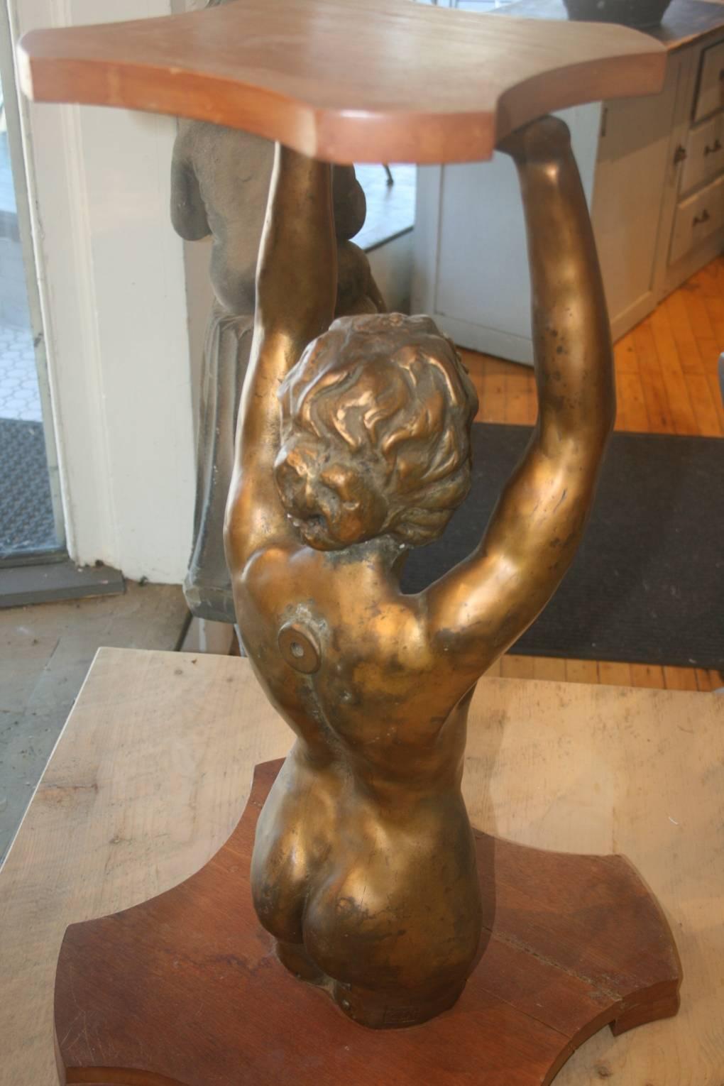 Art Deco Bronze Nude Sculpture/ Tabouret For Sale 2