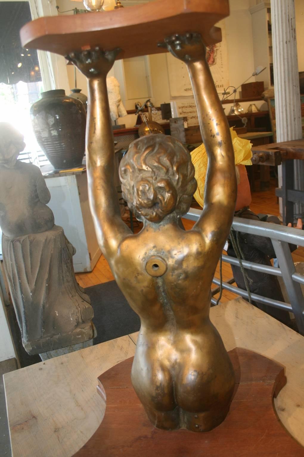 Art Deco Bronze Nude Sculpture/ Tabouret For Sale 3