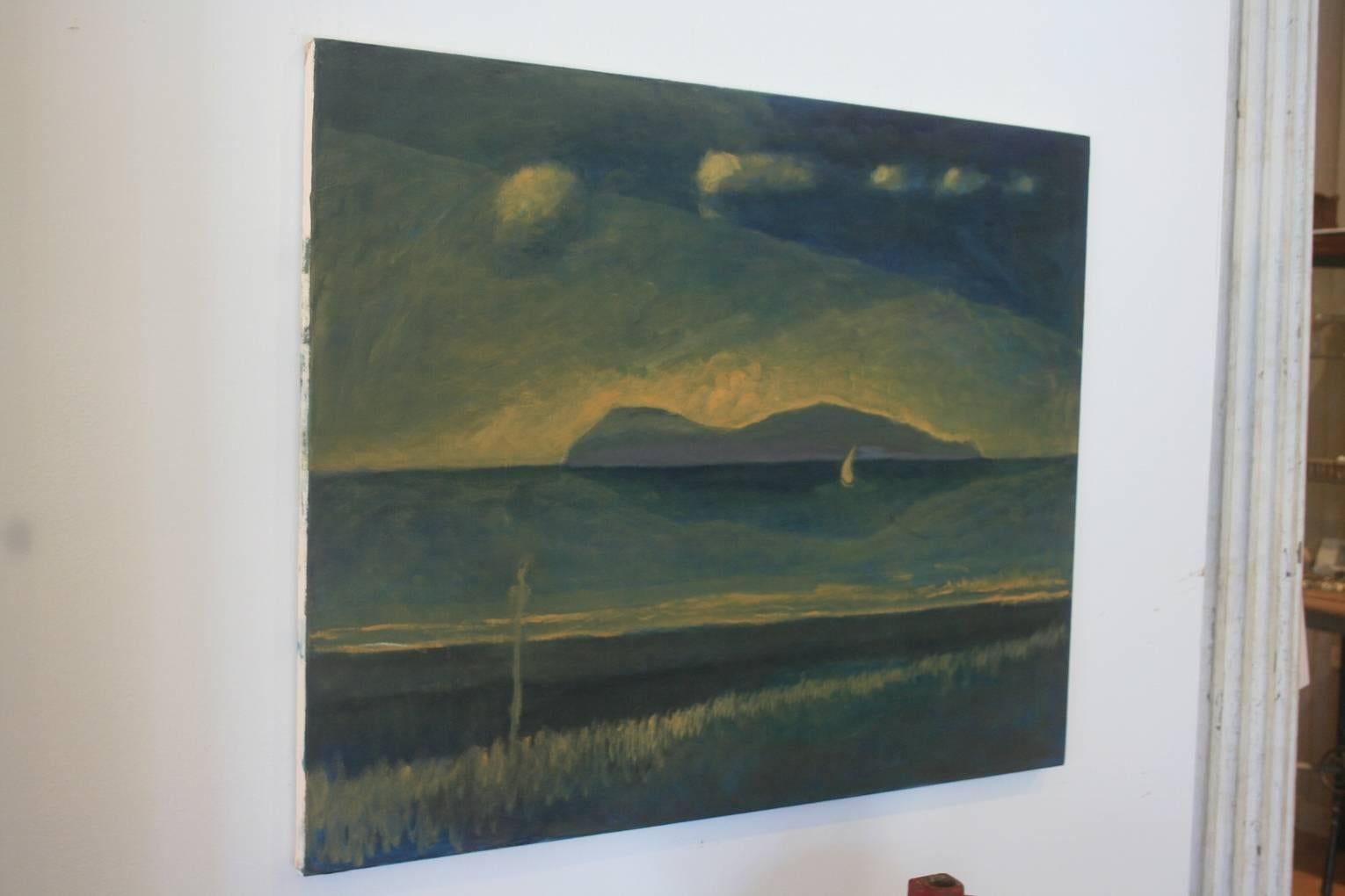 20th Century Formalist Seascape 1930s Oil on Canvas For Sale