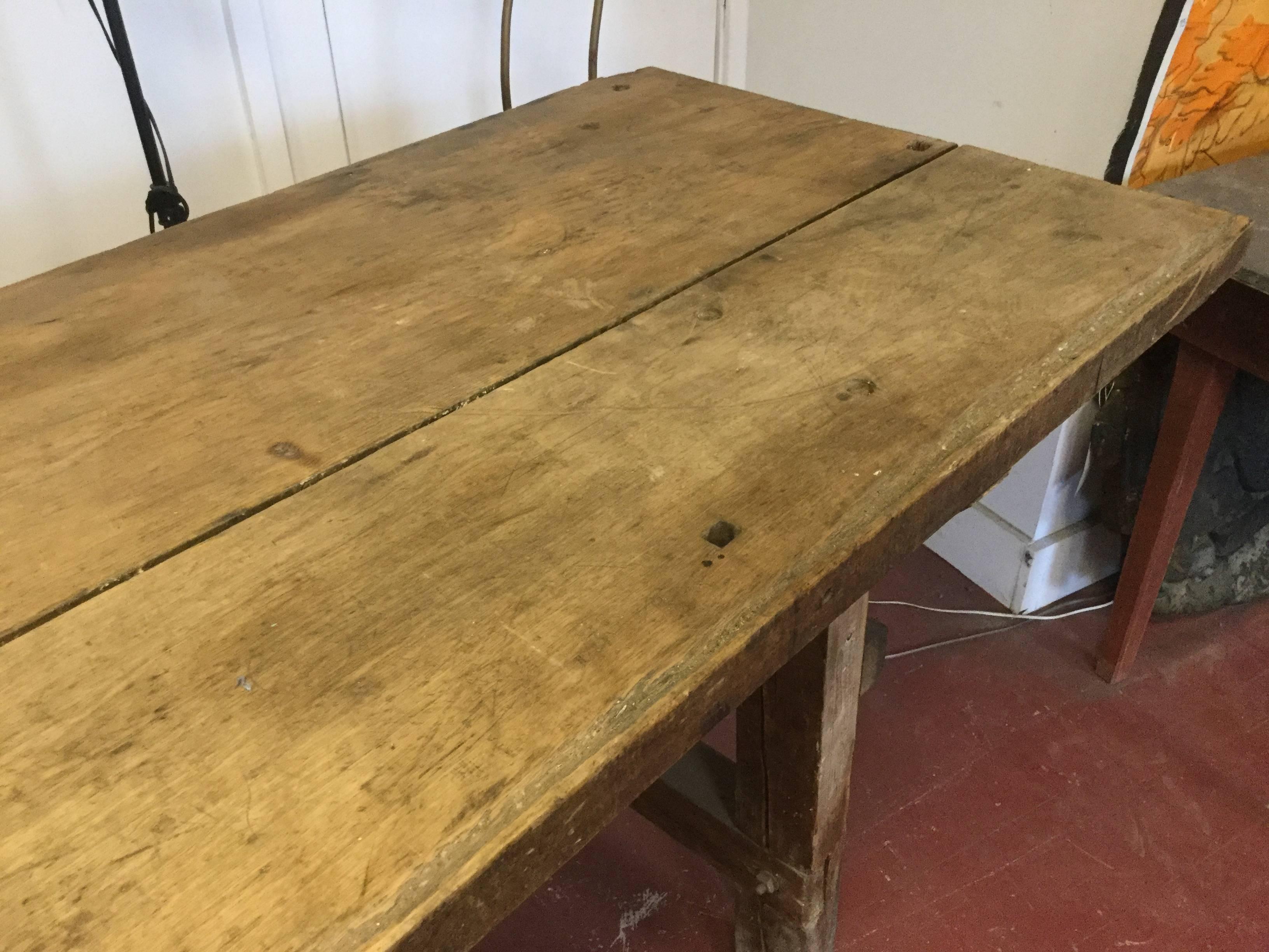 19th Century Industrial Wood Working Table In Excellent Condition For Sale In North Beninngton, VT