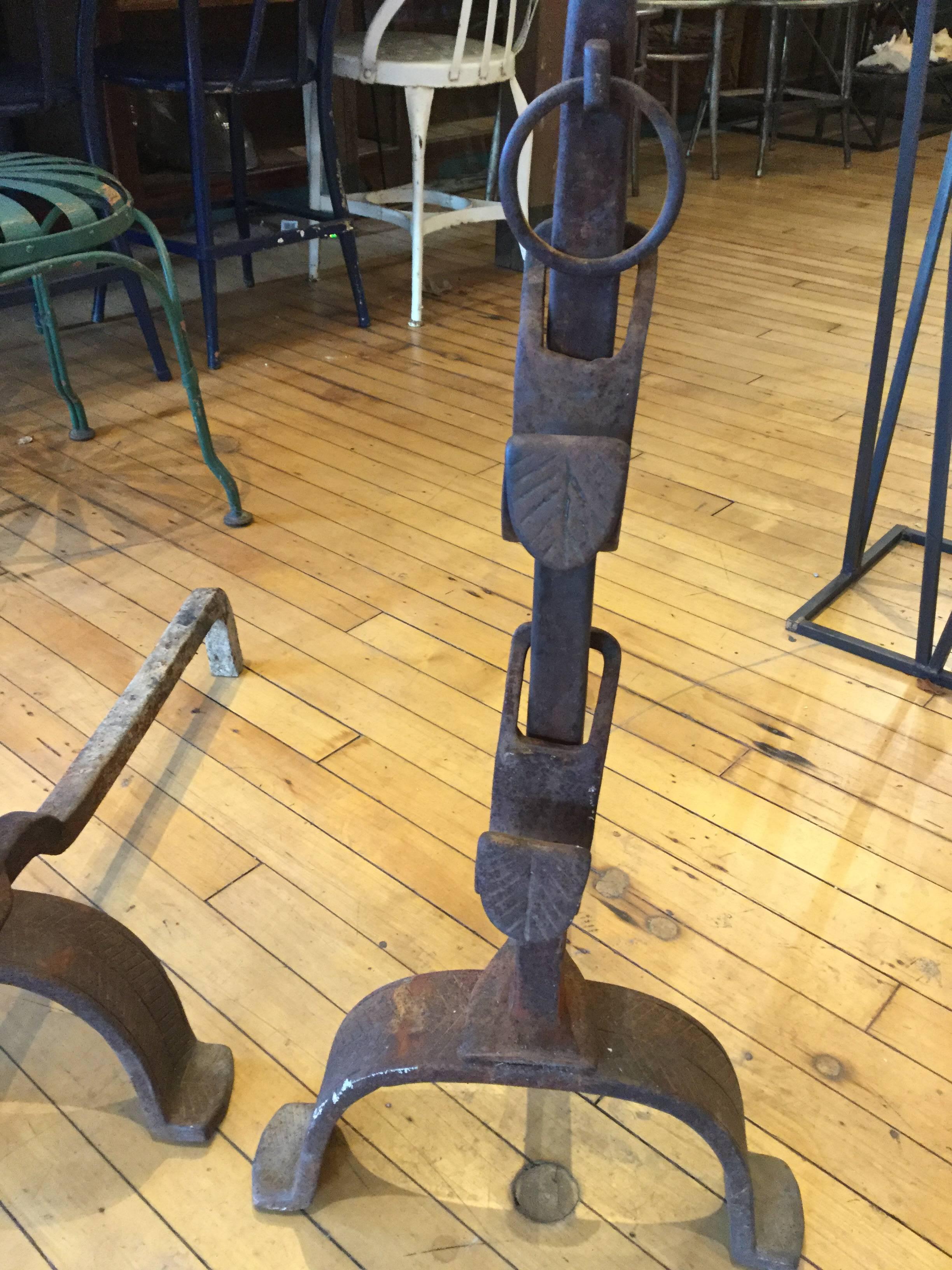 Large Pair 18th Century French Fire Place Equipment In Excellent Condition In North Beninngton, VT
