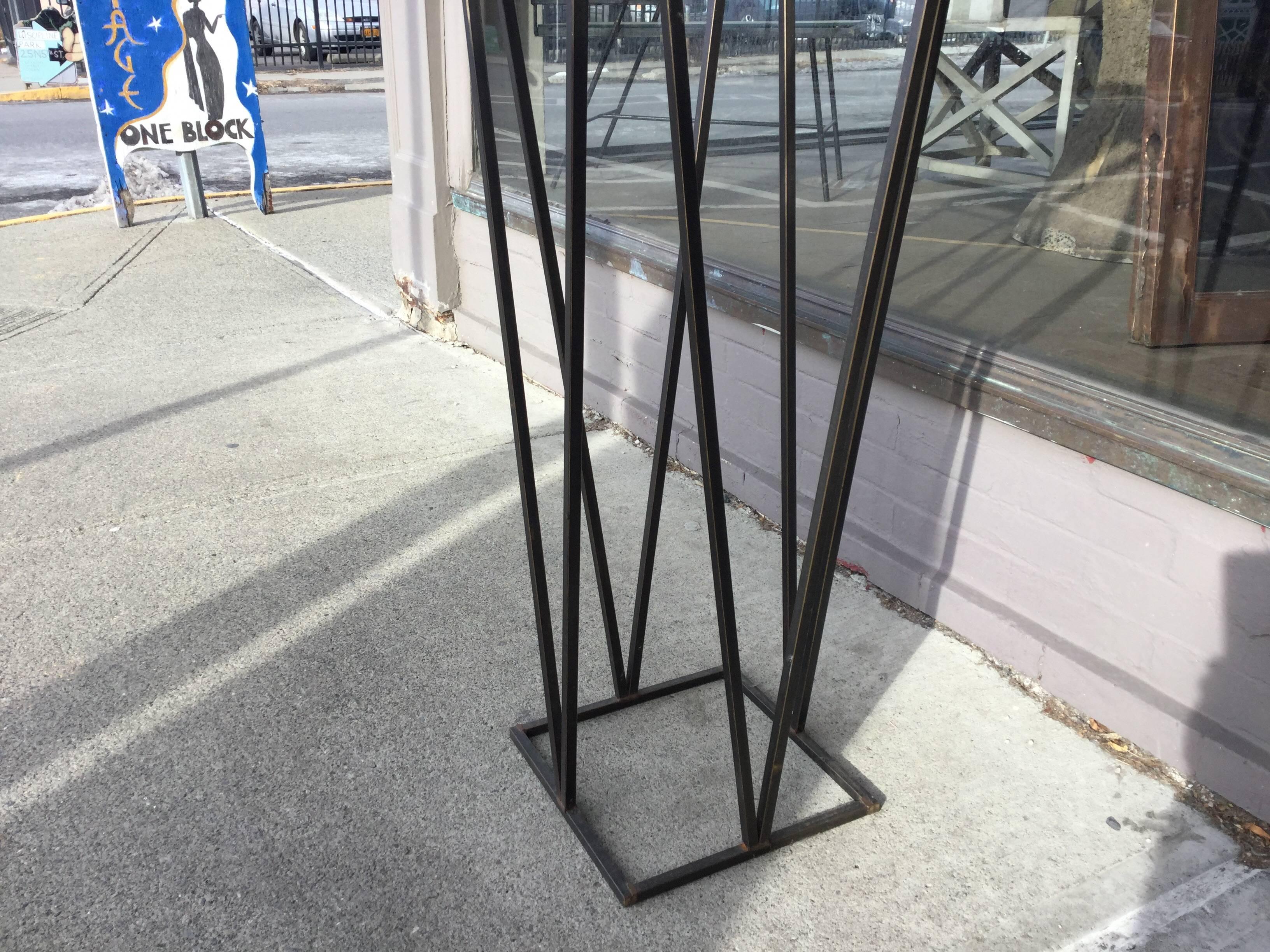 MCM Steel Marble Tall Pedestal Mid-Century Iron In Excellent Condition In North Beninngton, VT