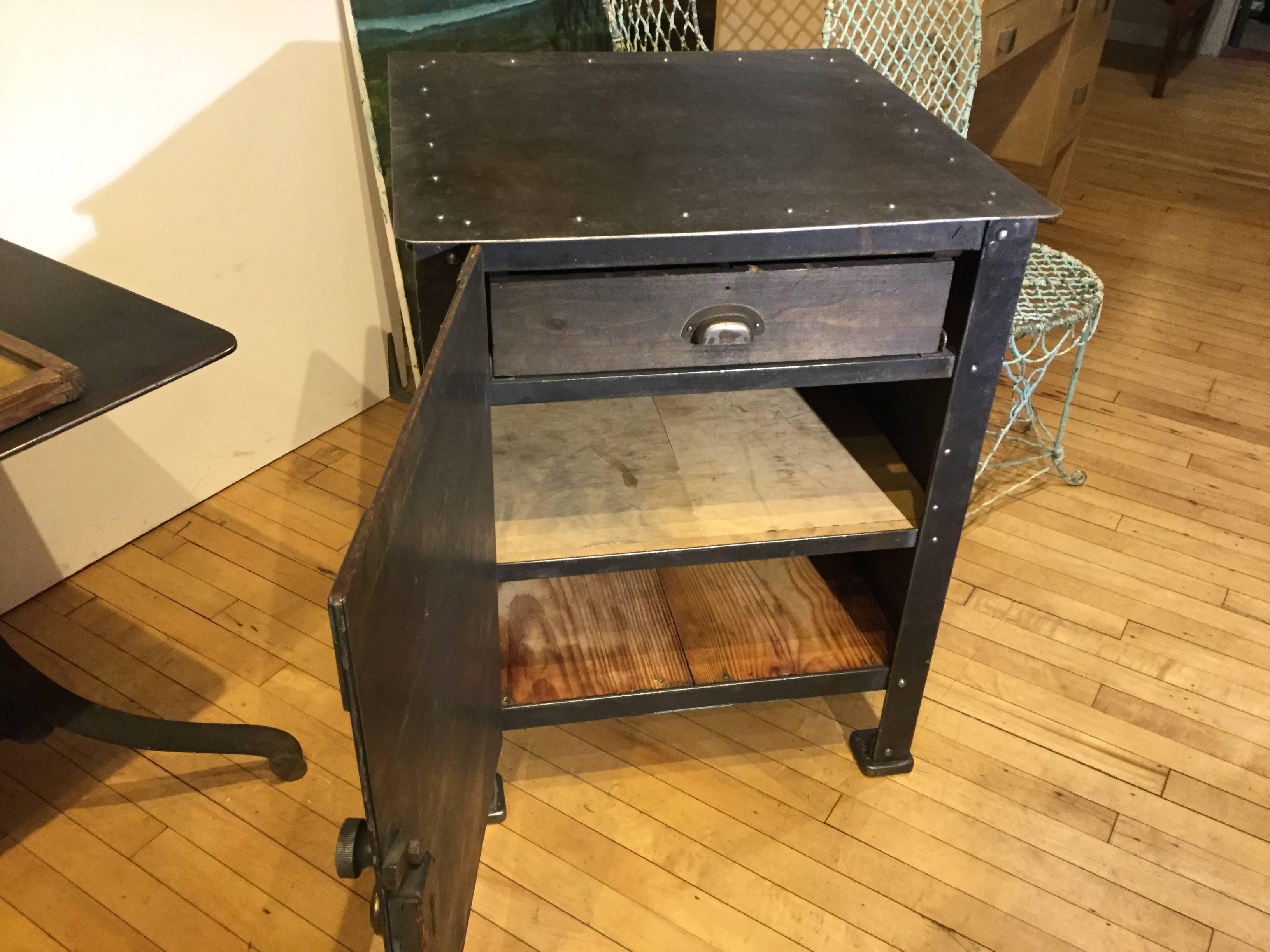 Industrial Riveted Steel Cabinet, circa 1910 In Excellent Condition In North Beninngton, VT