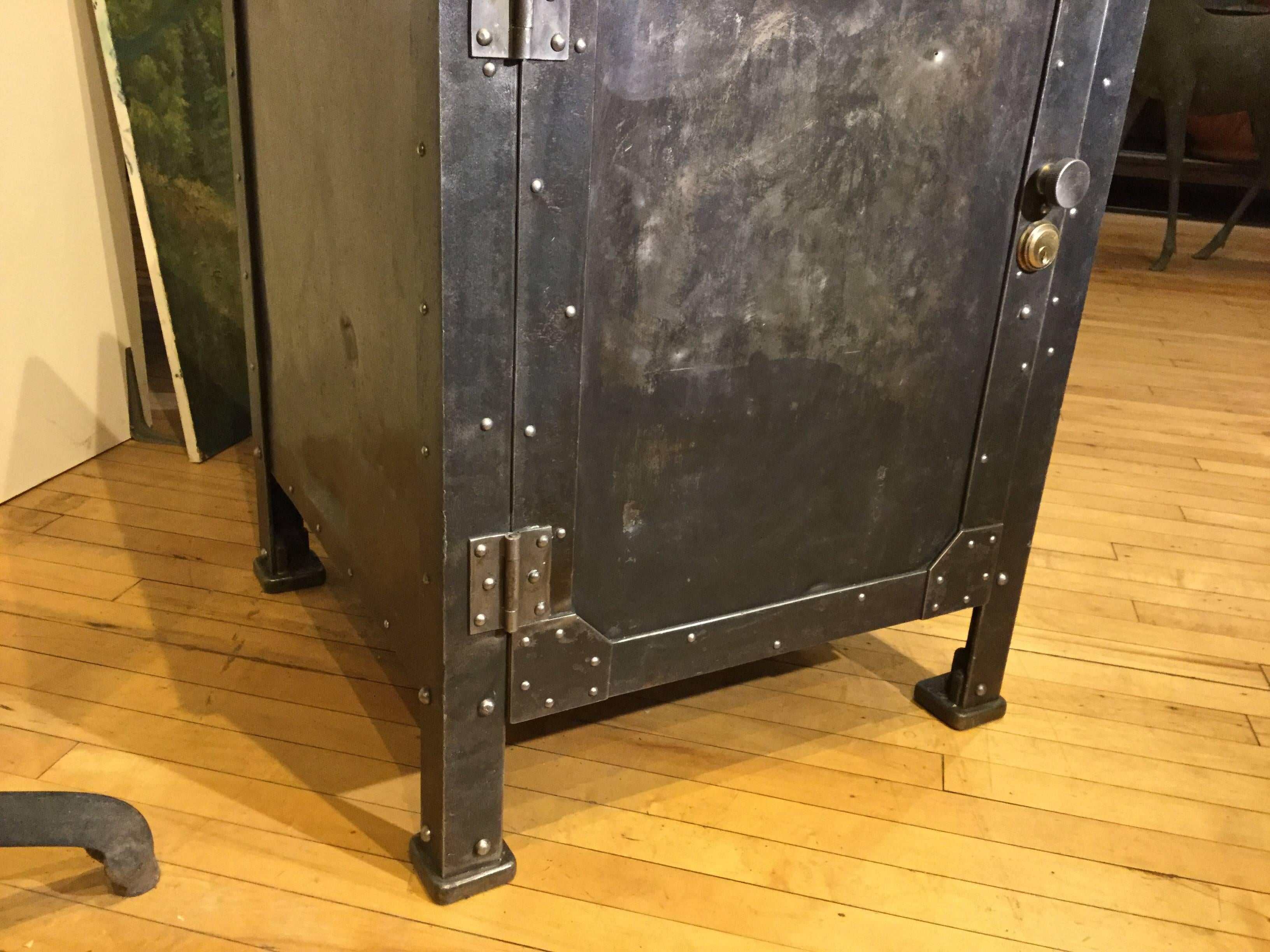 Early 20th Century Industrial Riveted Steel Cabinet, circa 1910