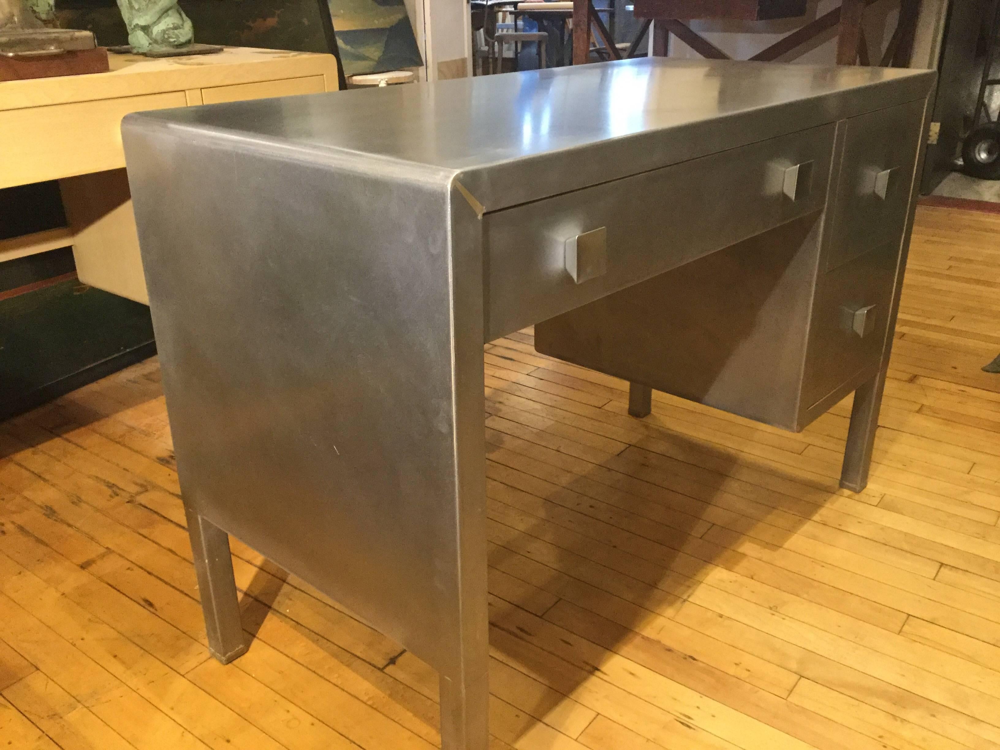 American MCM Industrial Steel Desk by Bel Geddes For Sale