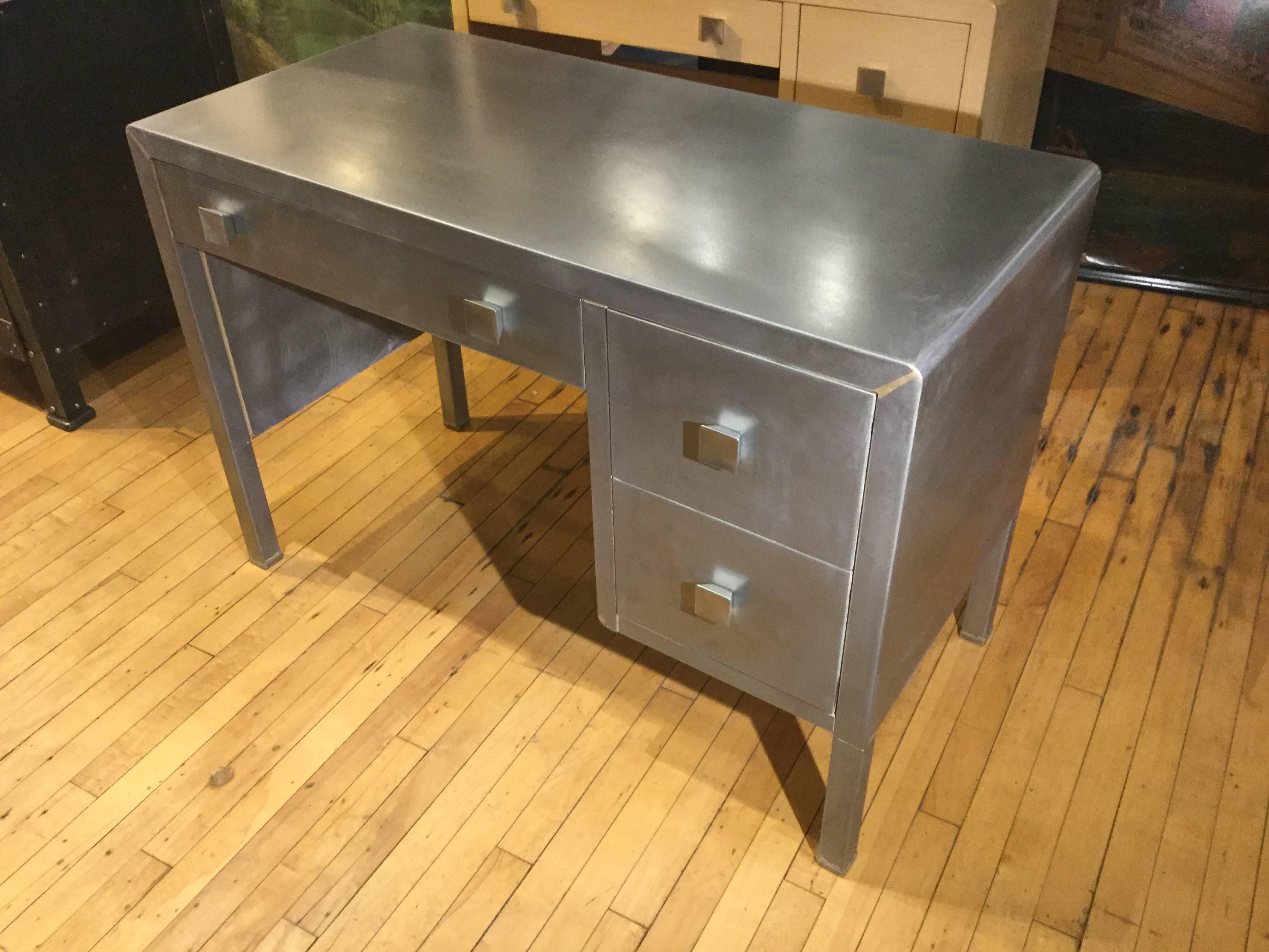 MCM Industrial Steel Desk by Bel Geddes For Sale 1