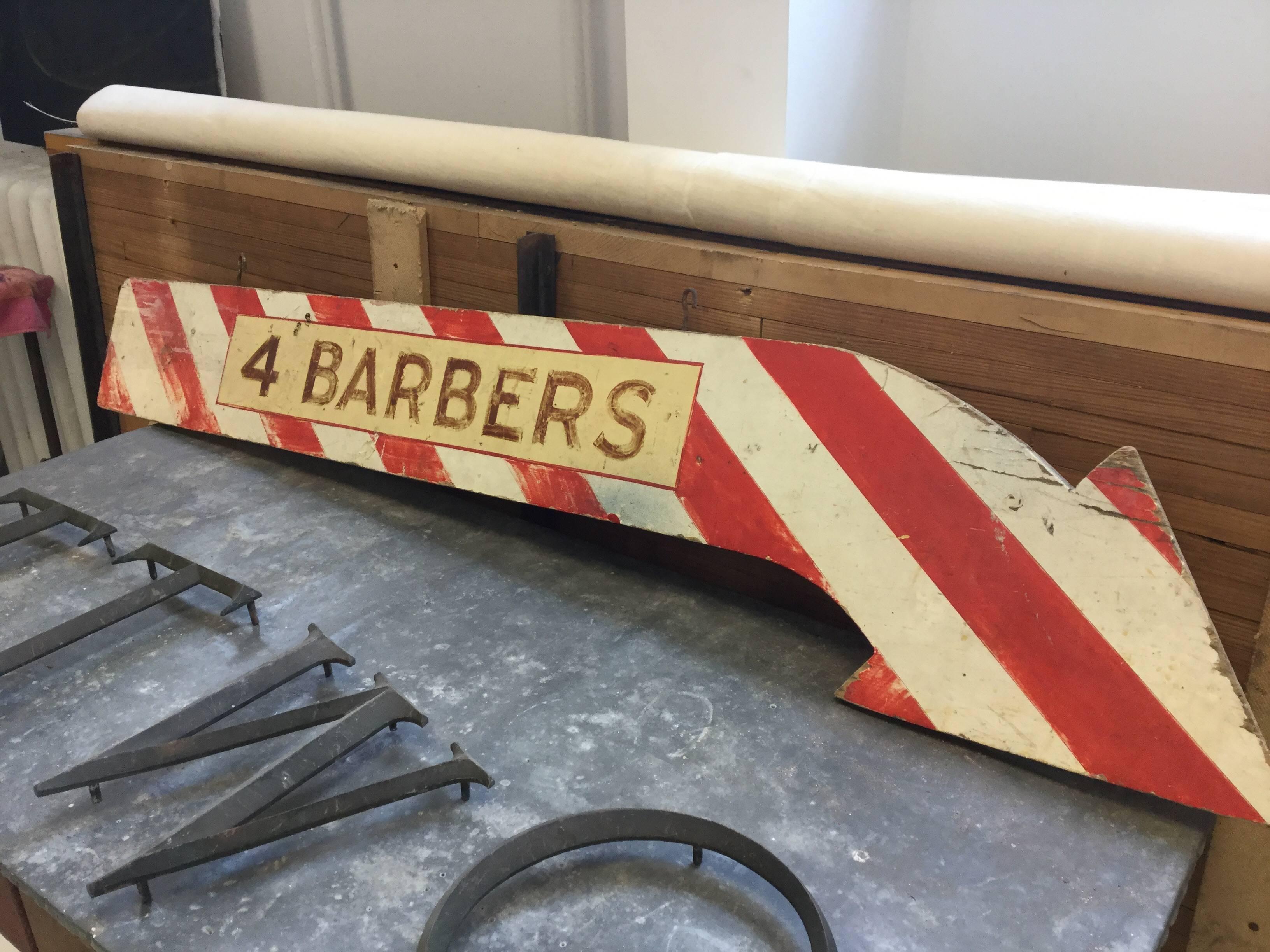 Mid-20th Century Old Barber Shop Sign Arrow