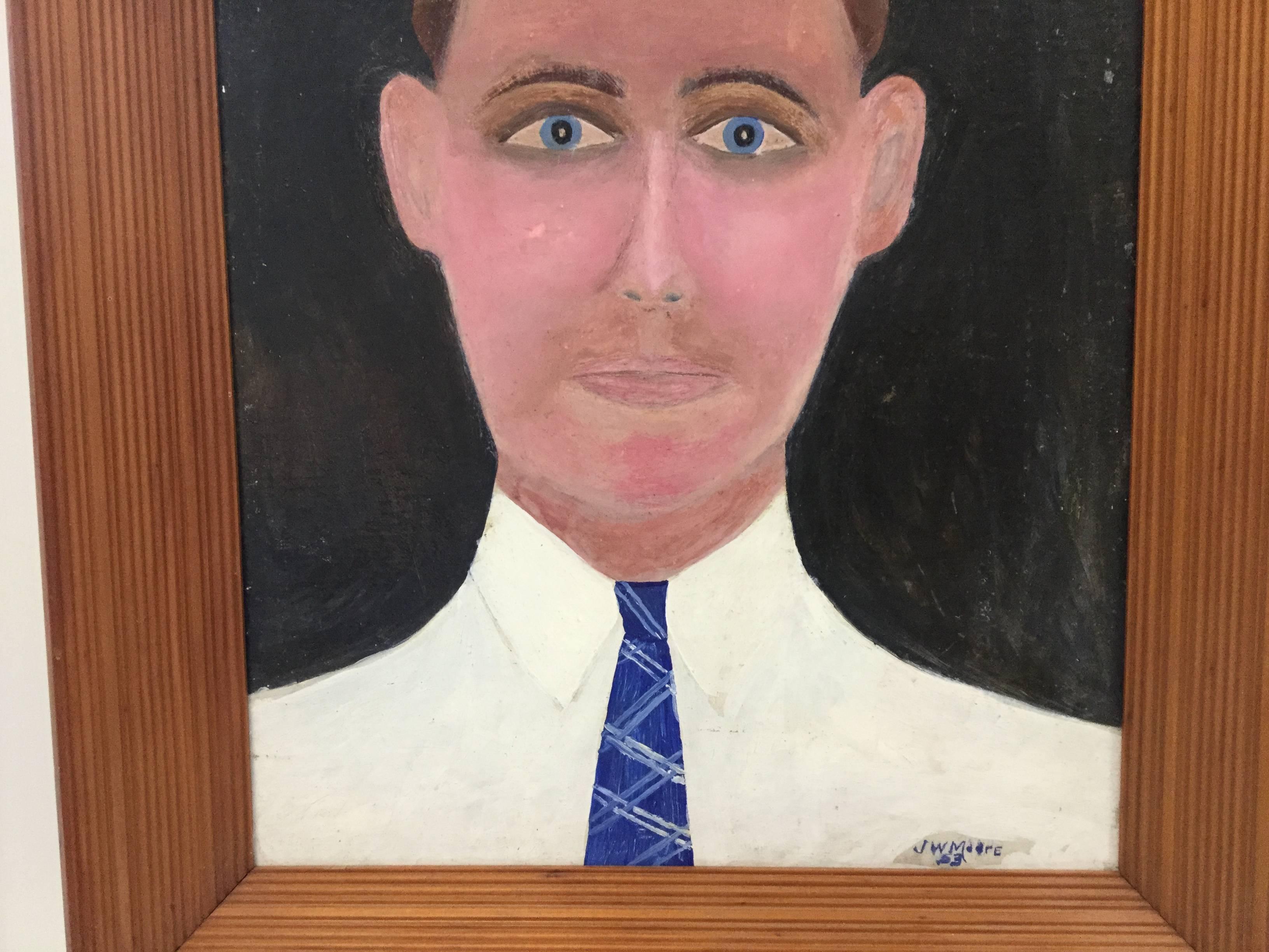 Folk Art / Outsider Art Portrait In Excellent Condition For Sale In North Beninngton, VT
