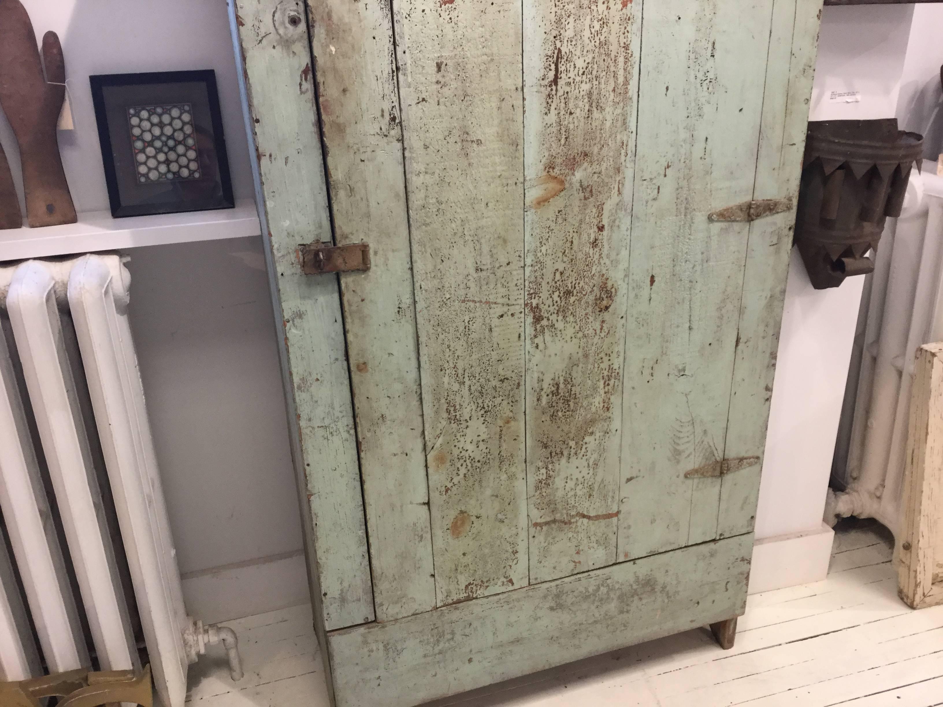 American Blue Painted Cabinet, circa 1880 In Excellent Condition In North Beninngton, VT