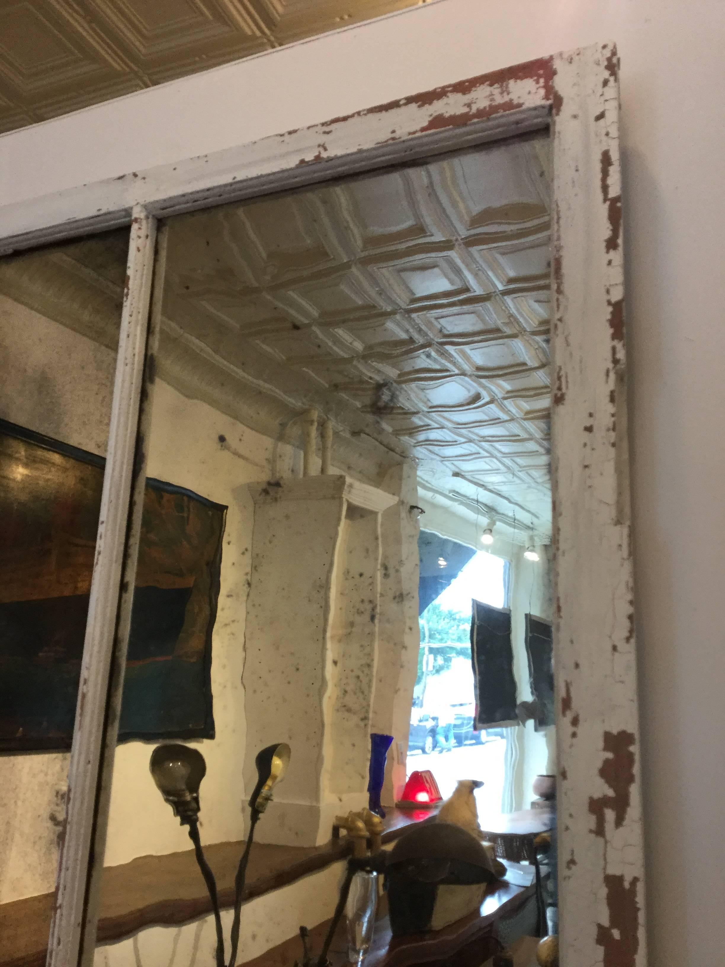 American Tall Four-Pane Window Mirror For Sale