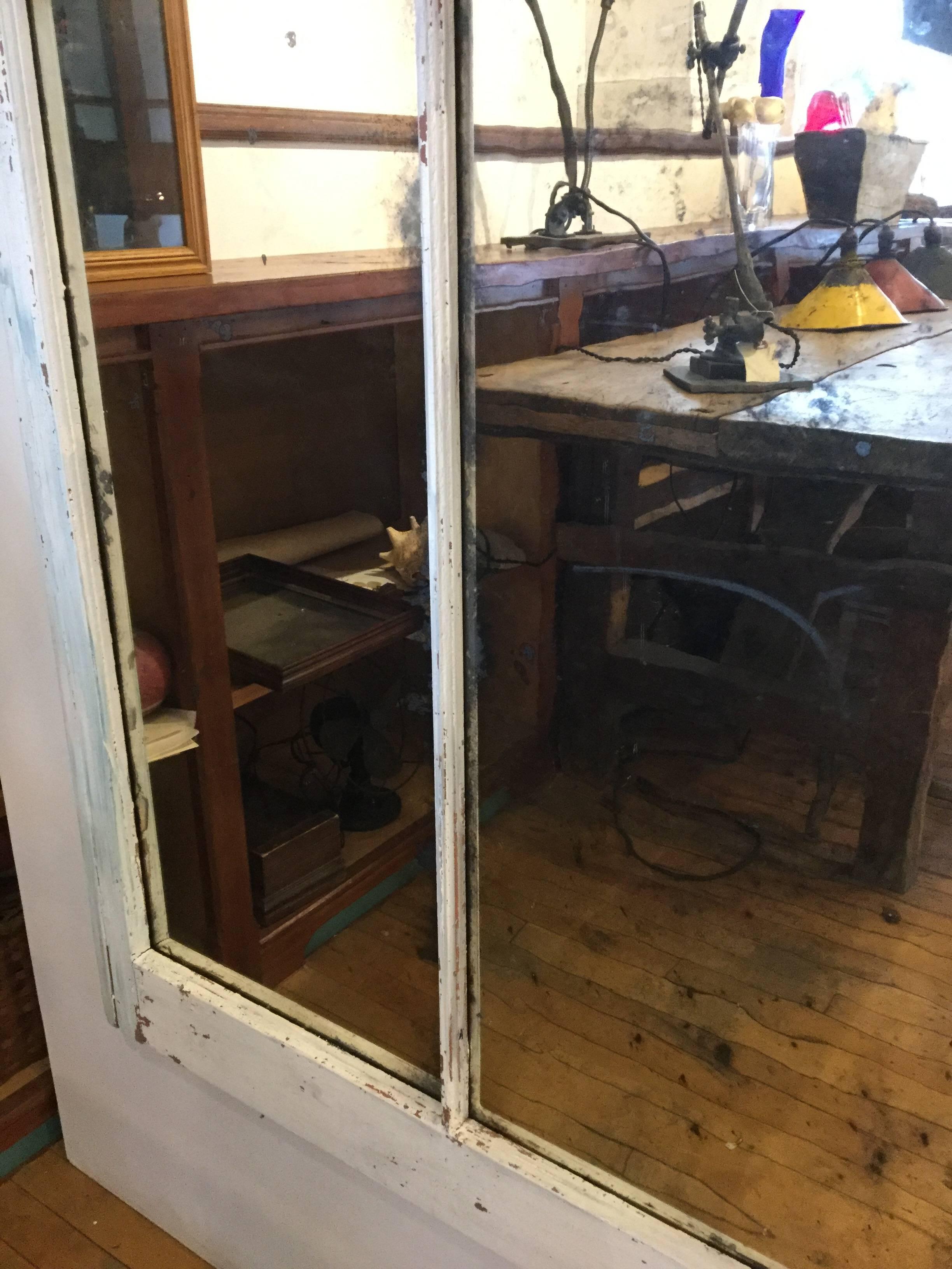 Tall Four-Pane Window Mirror In Excellent Condition For Sale In North Beninngton, VT