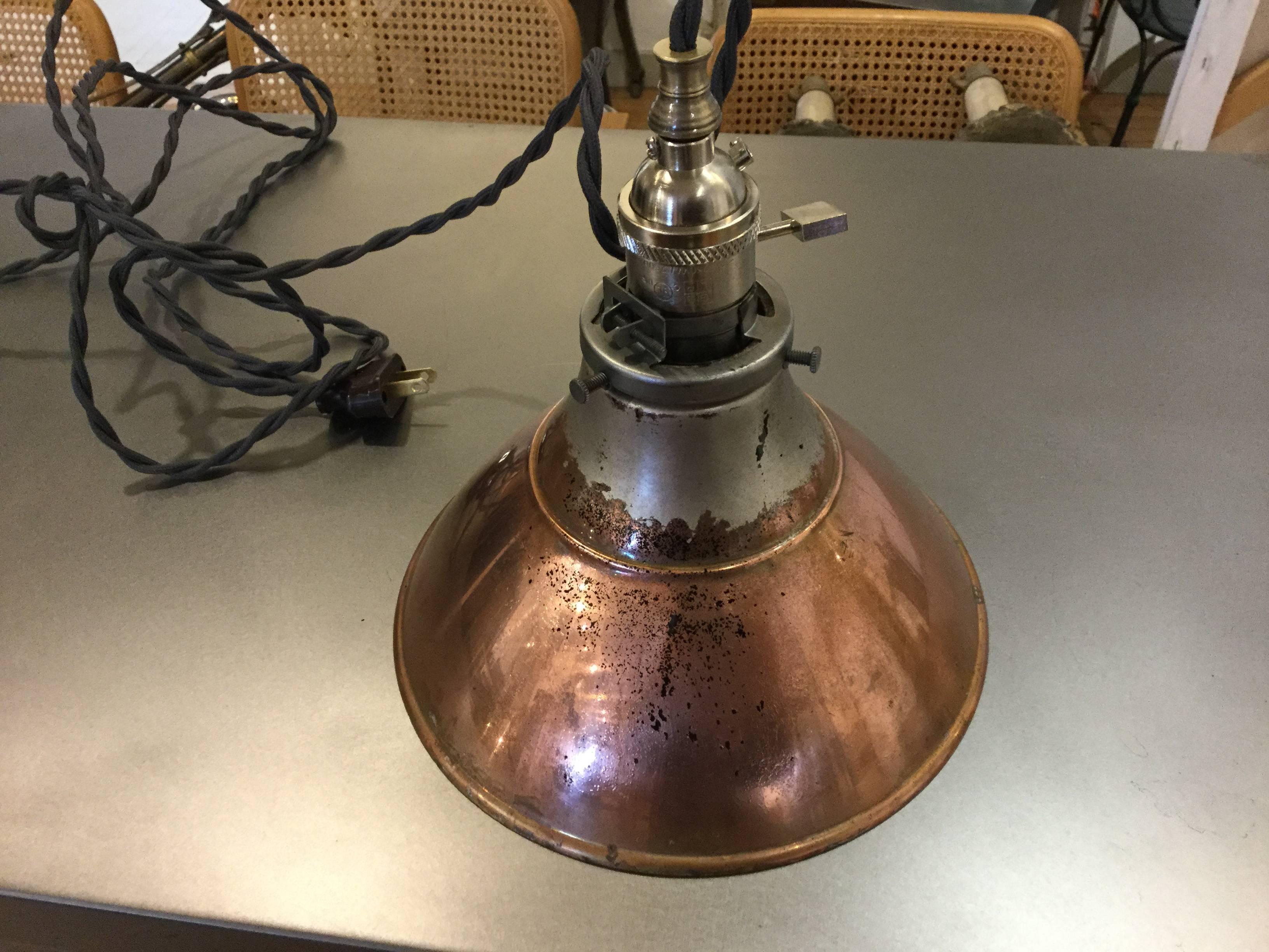 Mercury Glass Industrial Pendant Light In Excellent Condition In North Beninngton, VT