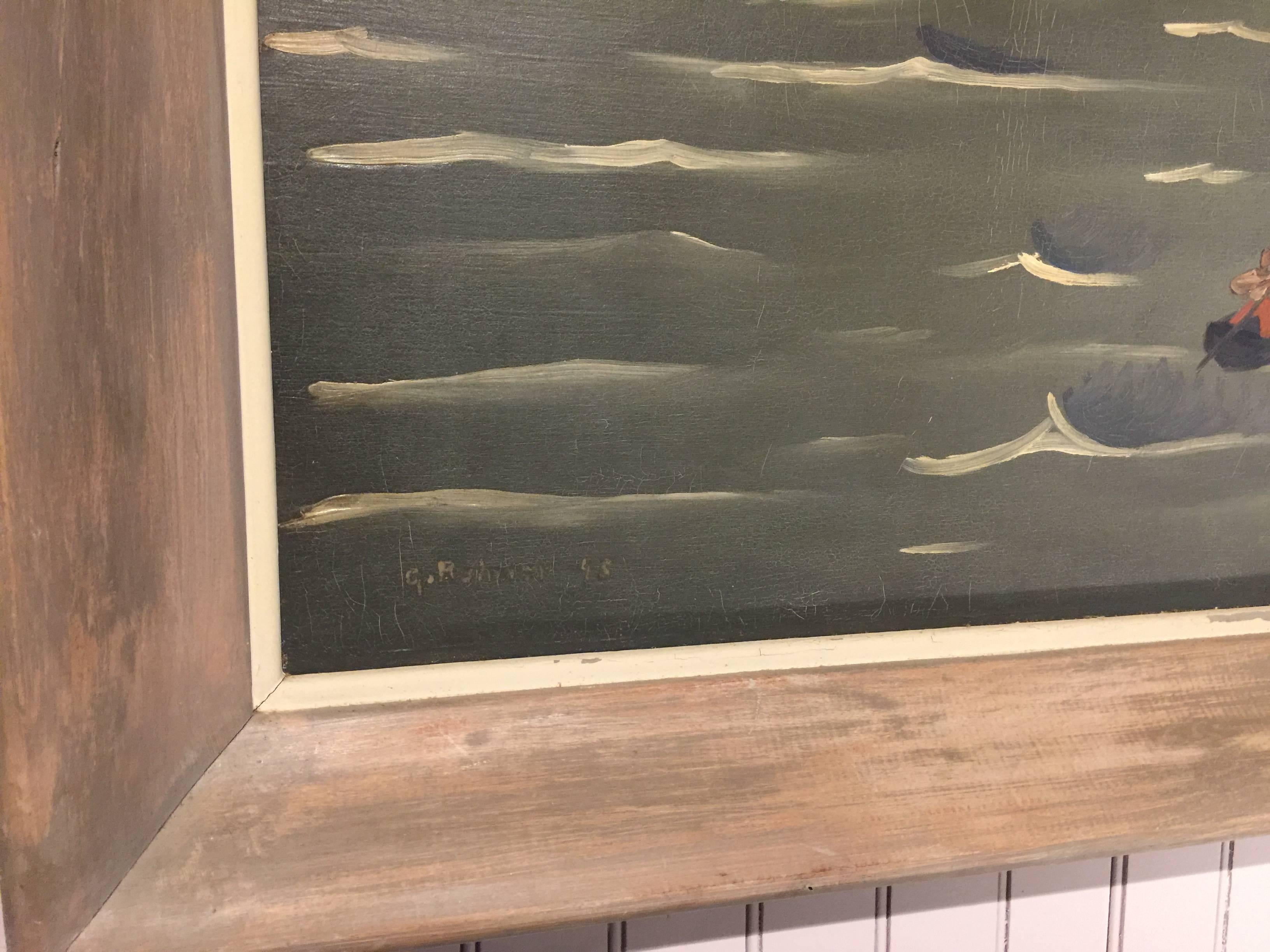 Large Georges Rohner Seascape Painting In Excellent Condition For Sale In North Beninngton, VT