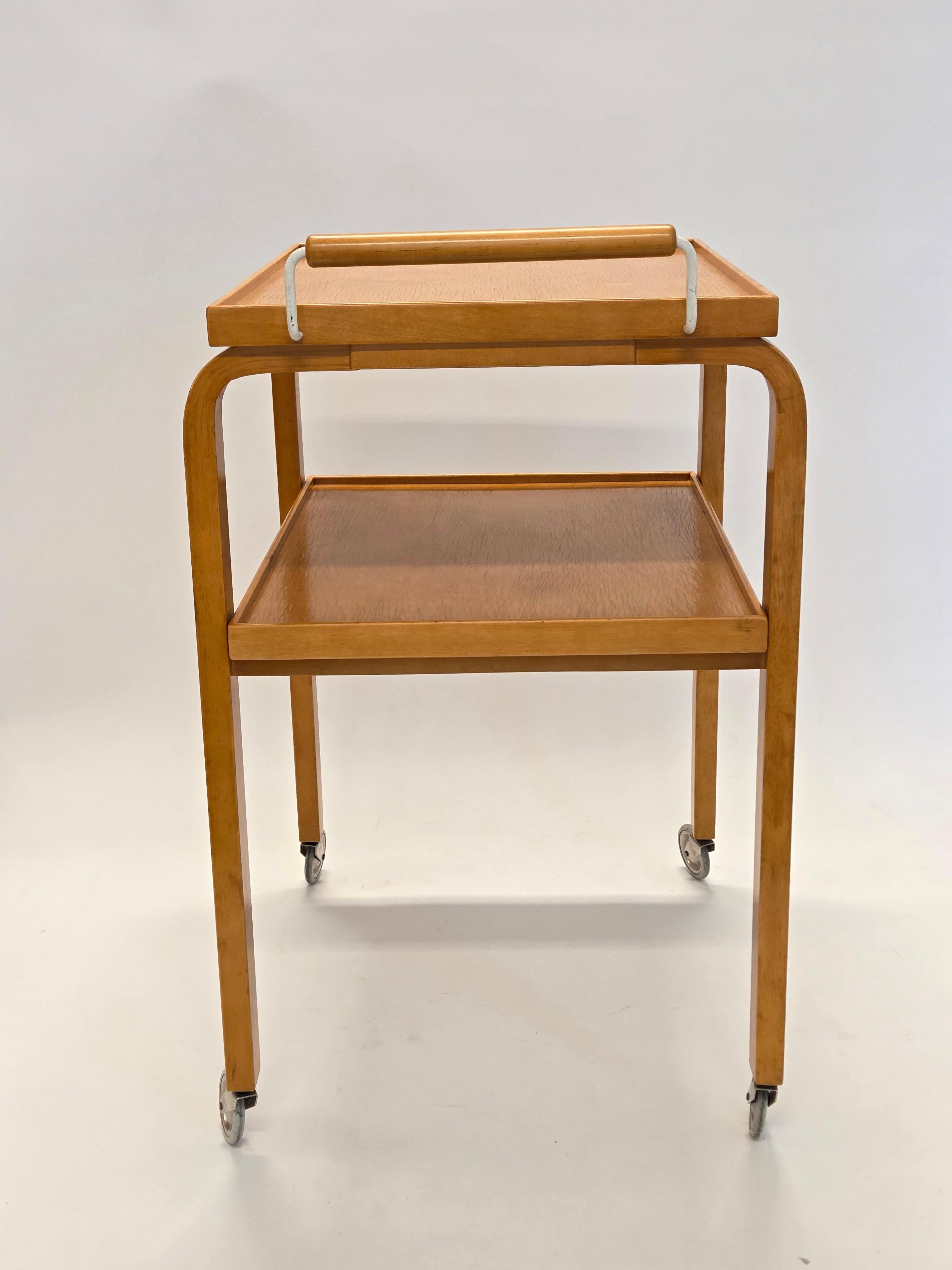 Instrument trolley model 98, designed by Alvar Aalto and manufactured by Artek in 1950s-1960s. The trolley is in really good used condition, and has been restored in its original look. The trolley is eye-catching decoration element at the same time