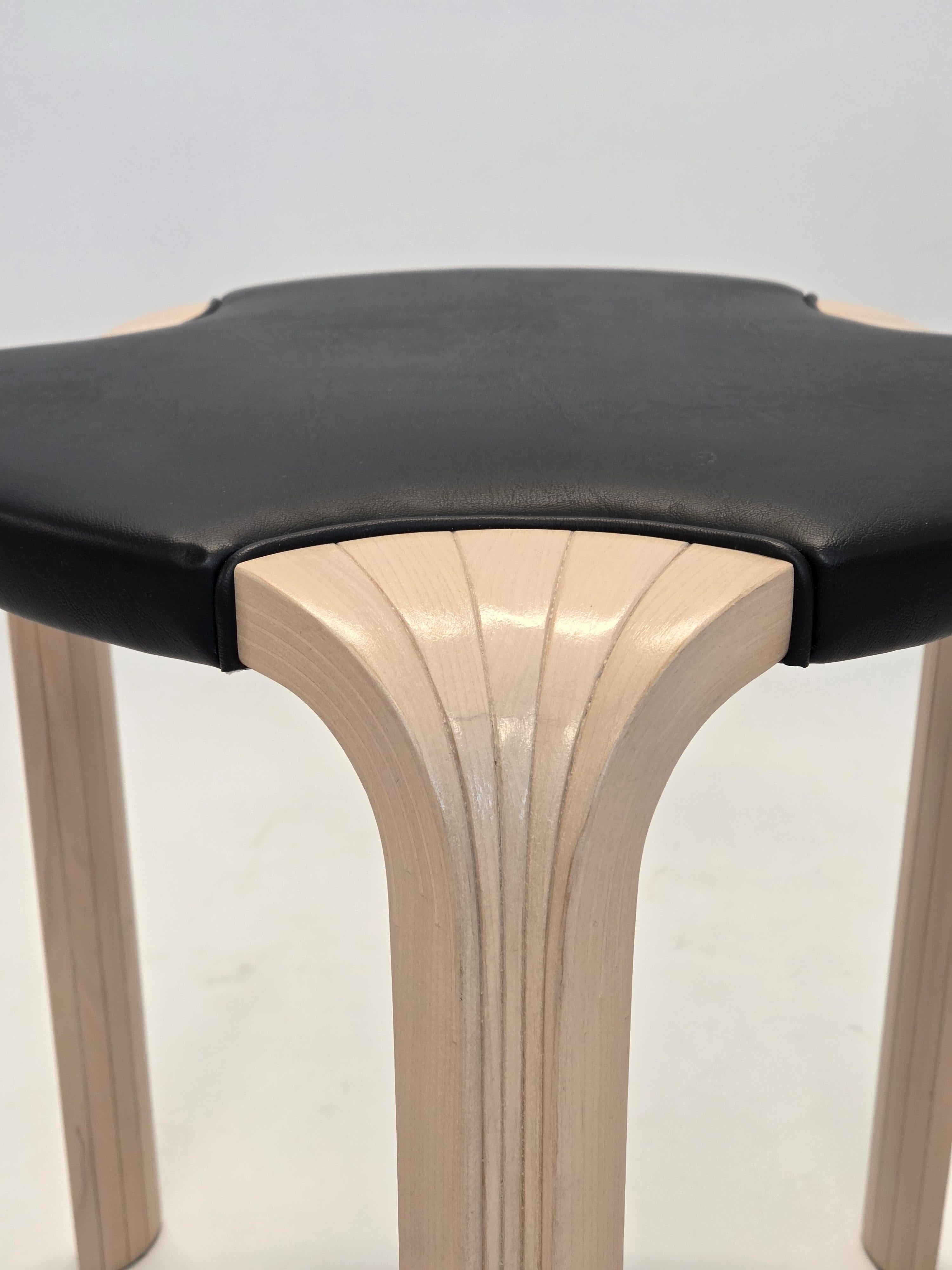 Mid-20th Century Alvar Aalto X600 Stool by Artek Birch and Leather For Sale