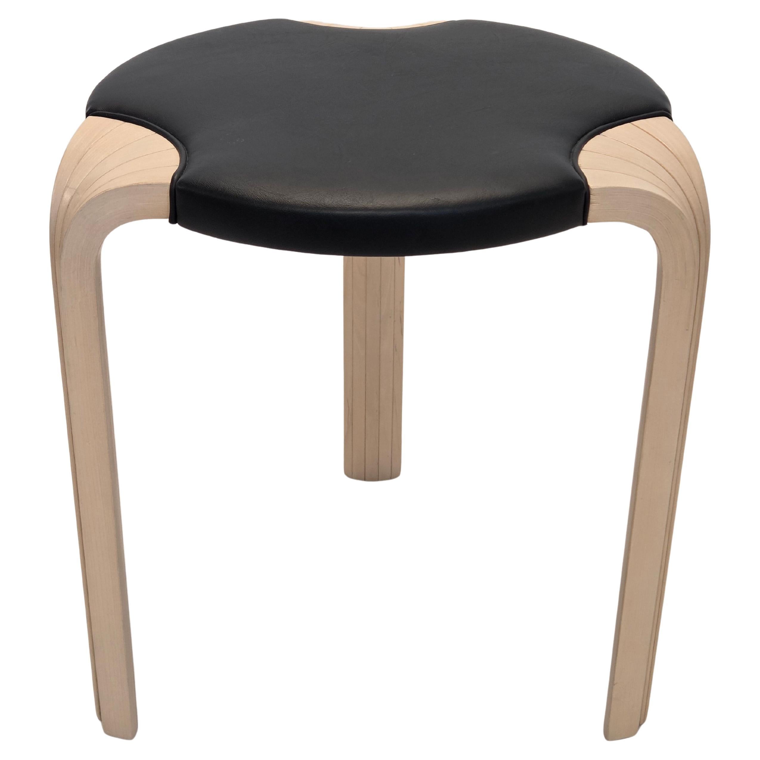 Alvar Aalto X600 Stool by Artek Birch and Leather