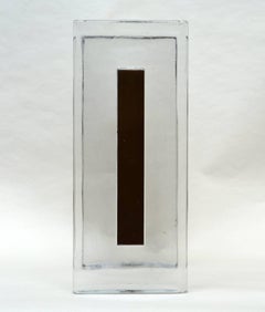 Double Pair of Large Clear Glass and Bronze Push and Pull Door Handles