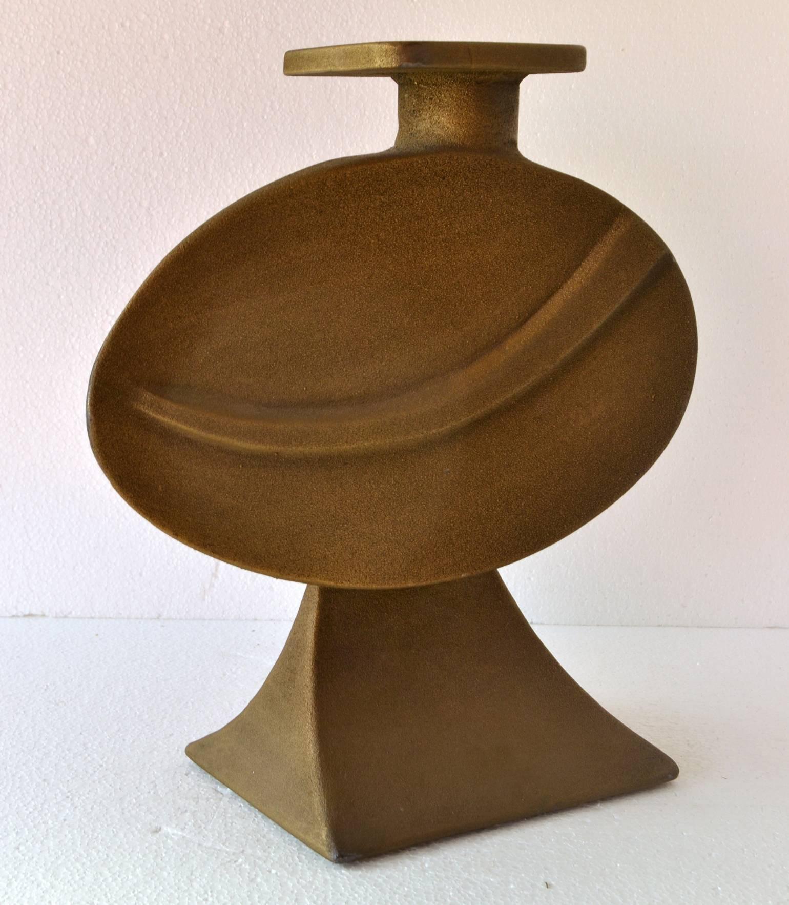 Late 20th Century Large Sculptural Bronze Vase signed Nuro