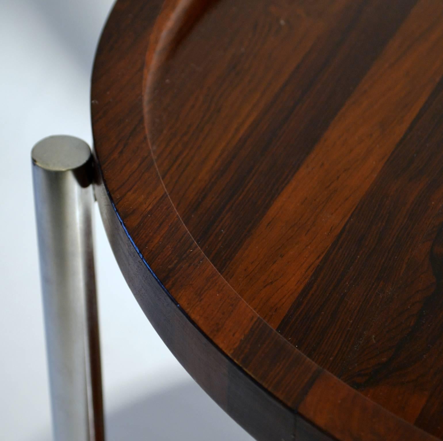 Danish 1960s Side Table with Two Round Wooden Trays 1