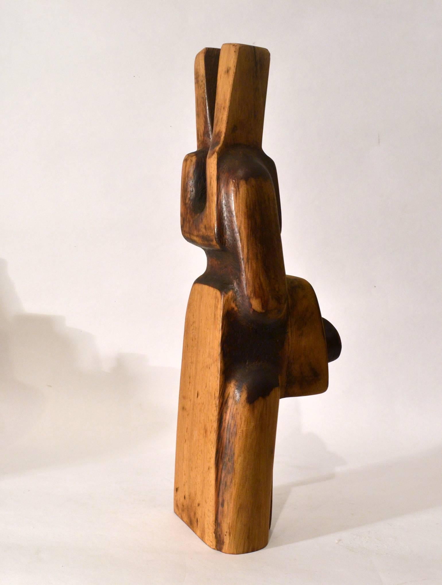 1970s Sculpture of Abstract Figure Carved in Wood by Bert Van Beek, Netherlands In Excellent Condition In London, GB