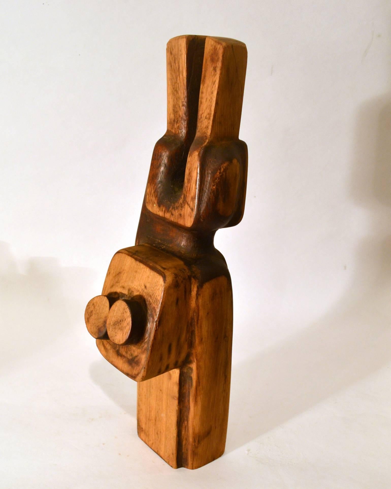 Dutch 1970s Sculpture of Abstract Figure Carved in Wood by Bert Van Beek, Netherlands