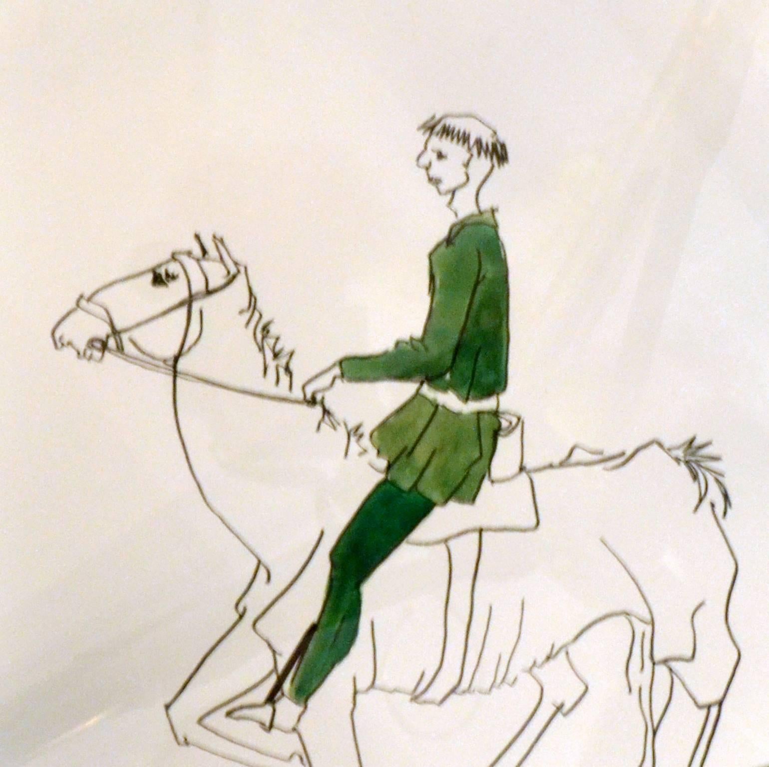 Five Gothic Drawings of Medieval Figures on Horseback from 'Canterbury Tales' 2