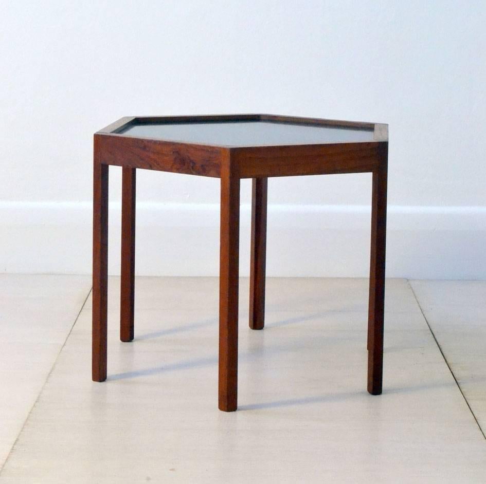 Hexagonal Side Table with Black Top by Hans Andersen for Artek Denmark In Excellent Condition In London, GB