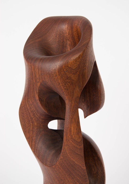 Hand-carved organic mahogany sculpture influenced by the sculptures of Barbara Hepworth.
